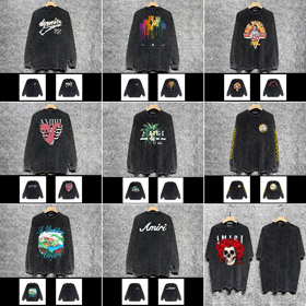 AMIRI popular distressed wash printed long-sleeved T-shirt-5864  