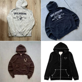 TRUE RELIGION Vintage Y2K Print Zip-Up Hoodie Sweatshirt-6027  